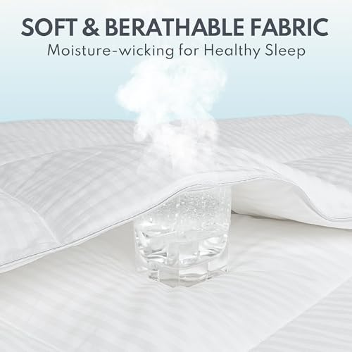 Down Feather Fiber Comforter King Size - All Season Luxury Hotel Duvet Insert, Medium Warmth, 750+ Fill Power Fluffy Premium Comforter, White Cotton Cover, 106'' x 90''