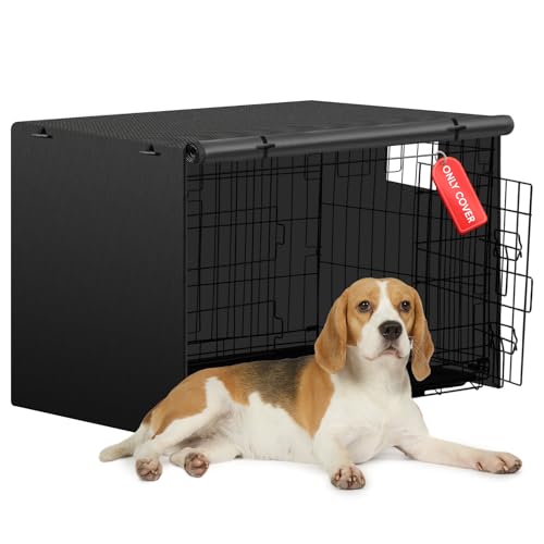 Iubyceh 30 Inch Heavy Duty Dog Crate Cover, Waterproof Oxford Fabric Pet Cage Cover, Universal Fit Wire Kennel with Ventilation Window for Indoor Outdoor Use, Black