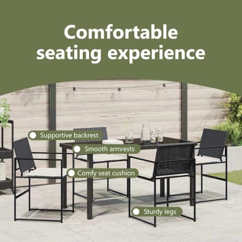 Chaises de patio en rotin et table noire pour optimiser les petits espaces