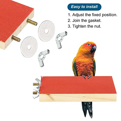 PATIKIL Bird Perch Stand, 2 Pack Parrot Stand Platform Playground Paw Grinding Clean for Parakeet Cockatiel Cage Accessory Red - Image 3