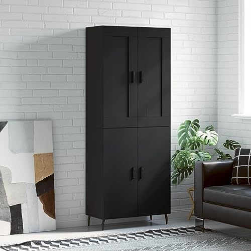 BOWEKAM Home & Garden-Highboard negro 69,5 x 34 x 180 cm, elección de muebles de madera