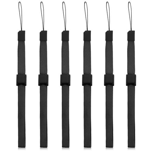 Skrfren Wrist Strap for Camera, 6 PCS Adjustable Hand Wrist Strap Lanyard Universal Phone Hand Straps Wristlet Wristband with Slider Lock for Camera, Mobile Phone, Black