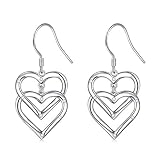 S925 Sterling Silver Love Elegant Layered Hearts Long Dangle Drop Hooks Stud Earrings Jewelry Birthd