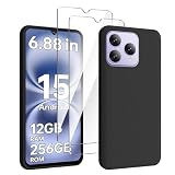 HuiYouMY Cover per Cubot A40 (6.88") con 2 Pezzi Pellicola Protettiva in Vetro Temperato, Black Custodia Silicone Morbida TPU Ultra-Sottile AntiGraffio Antiurto Case - Nero