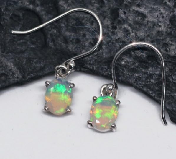 Handmade Ethiopian Opal Dangle Drop Statement Earring 925 Sterling Silver Jewelry For Her