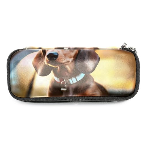 Astuccio estetico Scatola di matite Cane in macchina Piccola matita Pouchhh marrone
