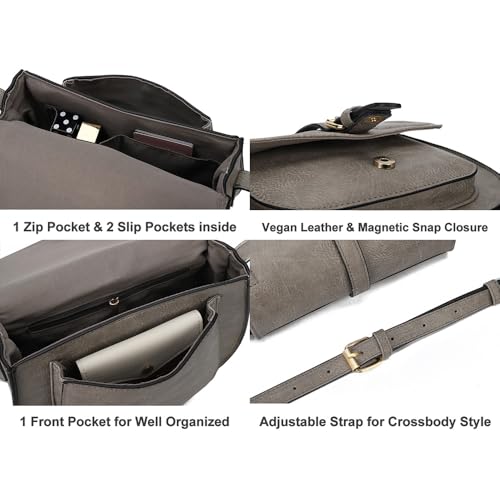 Image of AFKOMST Crossbody Bags for Women,Small Saddle Purse and Boho Cross Body Handbags,Vegan Leather