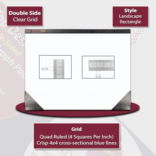 CADMUSPRO Mesa superior premium 56 x 43 cm, quadriculada dupla face, papel de 21 gramas, 50 folhas/b