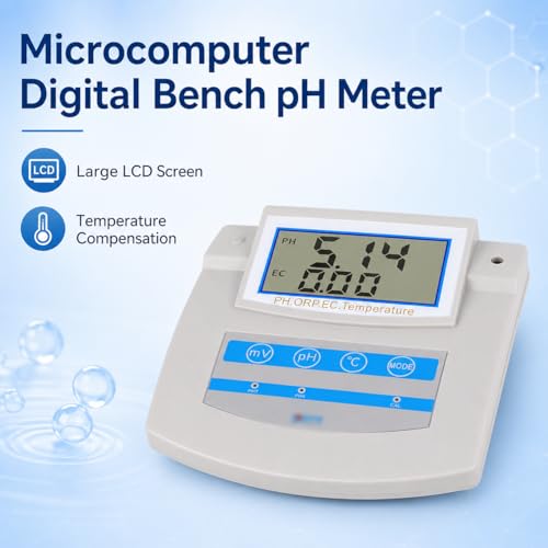 Kit de medidor de pH de sobremensa Digital de Alta precisión 6 en 1, con compensación Temporal, almacena Datos para Pruebas de Pesca y Suelo de Acuario de Laboratorio, medición de Amplio Rango