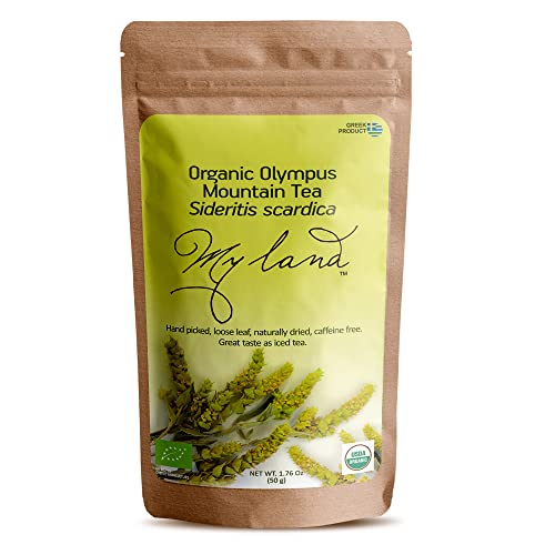 My Land Greek Mountain Tea Organic – Loose Leaf Ironwort Herbal Tea, Handpicked on Mount Olympus, in Kraft Bag (50g/1.76oz)