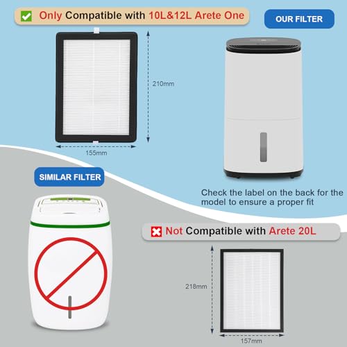 Kigniote 3 Pack HEPA Filter Compatible with MeacoDry Arete One 10L &12L Dehumidifier and Air Purifier 2 in 1 H13 Hepa Filter Replacement für MeacoDry Arete One (21x15.5x1cm)