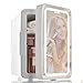 Memorex MX-FR690 6.5L Mini Beauty Lighted Mirror Fridge | Portable Cooler & Warmer for Drinks, Cosmetics, Medication, AC & Vehicle Adaptors | Eco-Friendly | LED Mirror for Makeup & Skincare