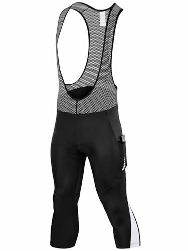 qualidyne Bermuda masculina de ciclismo com bolsos, calça capri acolchoada 4D, Preto, XGG