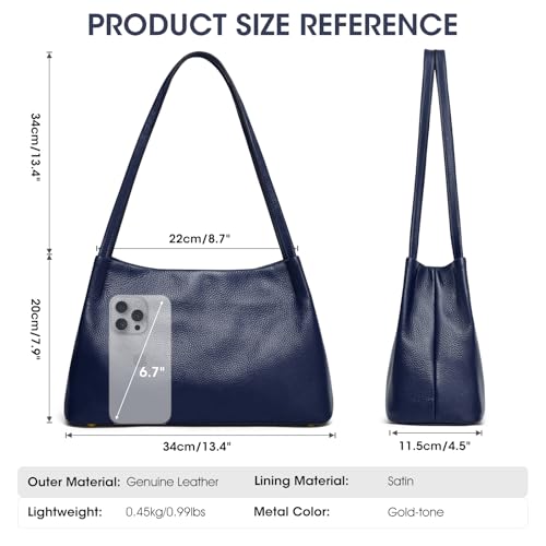 Kattee Leather Purses and Handbags for Women, Soft Genuine Leather Shoulder Hobo Bags with Top Magnetic Snap Closure4