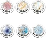 MYLEUS 6 PCS Foldable Purse Hook, Women's Handbag Hangers Folding Decor Table Hook, Women's Handbag Hanger Holder(Marble)