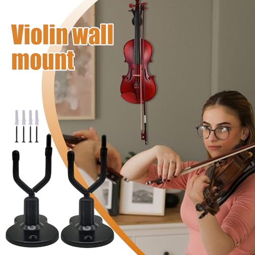 Soporte de pared para violín con soporte para , 2 soportes para violín con soporte para , soporte de exhibición de instrumentos de cuerda que ahorra espacio para el hogar, estudio, sala de - imagen 2