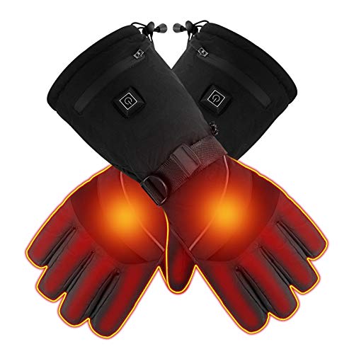 BIUBIUGO Heated Gloves, Winter Electric Heated Gloves with Rechargeable Battery for Men Women. Waterproof, Washable, Adjustable Temperature with Touchscreen for Cycling Fishing Hunting Ski Hiking