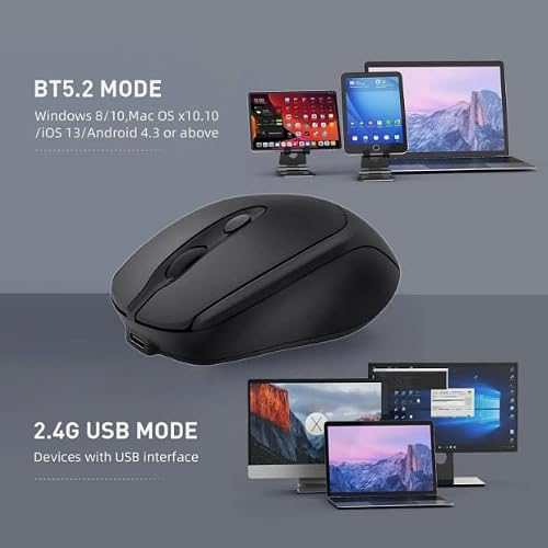 Silent Wireless Mouse for HP t550 Smart Zero Thin Client,Bluetooth,2.4GHz with USB Receiver, Quiet & Lightweight - Thumbnail 4