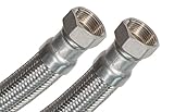 SFX® Panzerschlauch 50cm Flexschlauch - 1/2 Zoll ÜM Edelstahlgeflecht Wasserschlauch Wasserleitung Trinkwasserschlauch 500mm