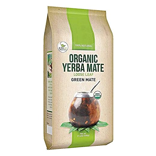 Organic Yerba Mate Loose Leaf Tea - 1.1 Pounds (17.6 Oz.) - Traditional South American Green Tea Drink - Provides Energy Boost and Aids Digestion - Packed with Antioxidants