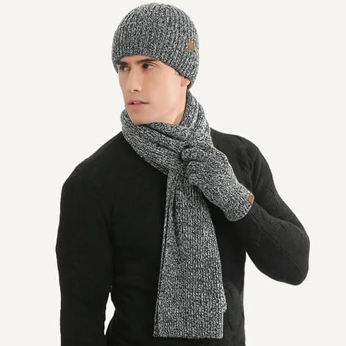 Conjunto bufanda gorro guantes hombre invierno cálido casual exterior 2