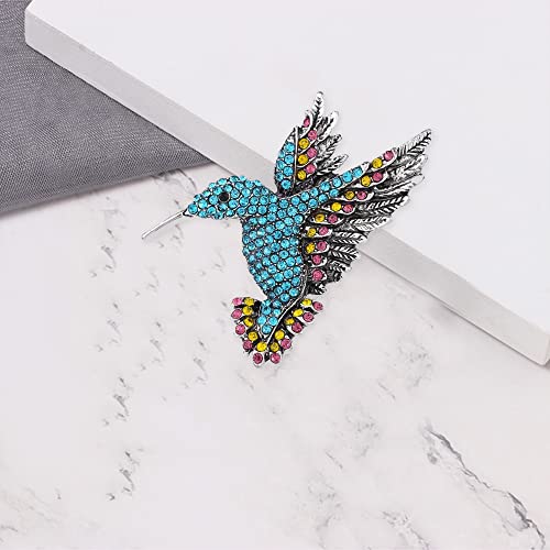 Image of Animal Hummingbird Brooch Pins for Women Fashion Bird Pins Elegant Rhinestone Crystal Animal Brooches Pin