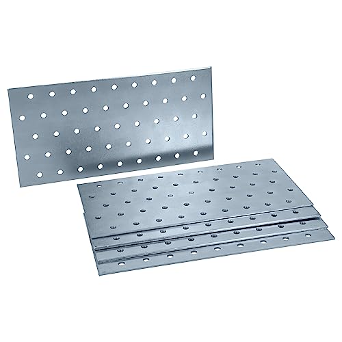 HELPMATE – 6 Stück Lochplatten 100x200 mm – Flachverbinder galvanisch verzinkt & blau passiviert – Holzverbinder mit hervorragendem Korrosionsschutz, stabil & langlebig – einfache Montage