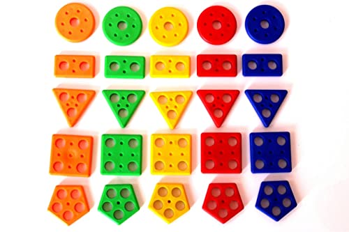 Image of LONGMIRE Plastic Building Blocks Angle Geometric Blocks Stacker Shape Sorter Column Puzzle Stacking Set Toys for 1 Year Old Kids Girl (Multi Color) (SEQAURE GEOMATRIC Block), Set Of 1
