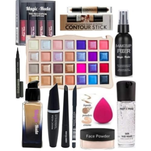 Magic Huda Professional Waterproof HD Makeup Combo Kit For Women & Girls All Products In 1 Kit Set Of-12
