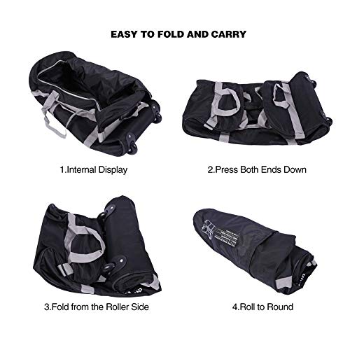 CAMPMOON Folding Wheeled Rolling Duffle Bag for Camping Travel, Lightweight Large Duffel Bag with Wheels and Pull Handle Grey, 30 Inch