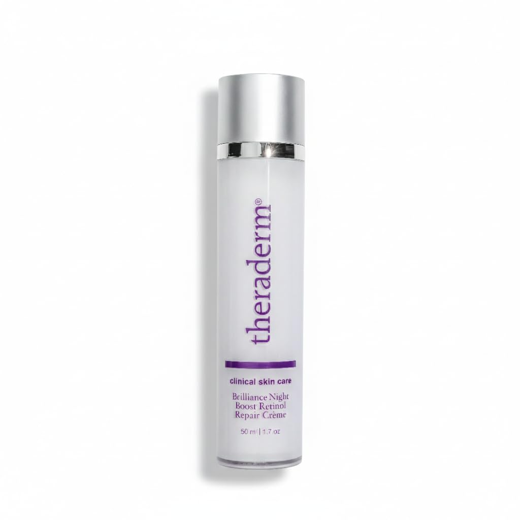 Theraderm Brilliance Night Boost Retinol Repair Cream – Retinol Night Cream with Peptides, Lactic Acid & Hyaluronic Acid for Smoother, Firmer-Looking Skin, 1.7 oz