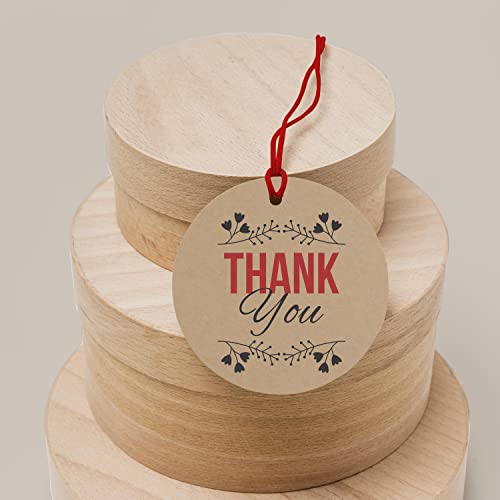 Image of Clickedin - 50 Pieces Thank You Brown Tags for Packaging with String