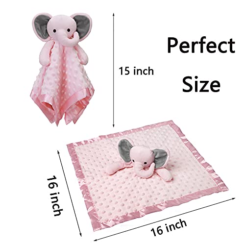 Pro Goleem Elephant Security Blanket With Stuffed Animal Snuggle Toy Lovey Soft Lovie Baby Registry Search Baby Girl Gifts For Infant And Toddler Pink 16 Inch #TOP4