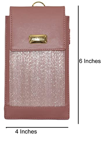 Image of Tickles Fancy Artificial Leather Mobile Case Cover Pouch with Waist Clip for Women Girl Saree (Suitable for Mobile) (Color: Pink Size: 6 Inches and Below)