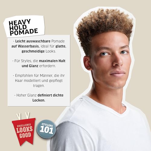 Foto von AMERICAN CREW – Heavy Hold Pomade, 85 g, Stylingpomade für Männer, Haarprodukt mit extrem starkem Halt, Stylingprodukt für Frisuren mit viel Glanz, wasserbasiert
