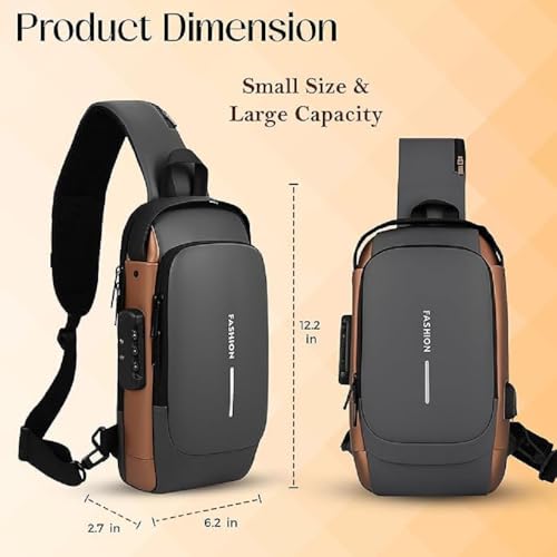 Image of Waterproof Polyester Sling Bag for Men and Women with Anti-Theft Lock Design, Slim Crossbody Chest Backpack with Adjustable Shoulder Strap for Travel, Office, Hiking and Daily Commute