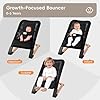 Baby Bouncer for Newborns 0-12 Months: 0-5 Years Portable Infant boy Bouncer Seat Chair in Black with Adjustable Recline & 3-Point Harness, Supports Up to 60 lbs #1