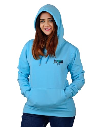 Sweat à capuche imprimé unisexe bleu pull regular avec cordon de serrage