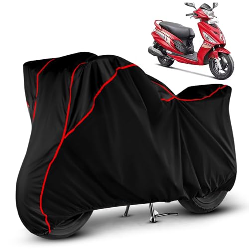 Image of Heavy Duty Waterproof Scooty Cover for Hero Maestro Edge 110 | All Weather Protection from Rain, Dust, Sun & Scratches | Universal Fit for All Bike & Scooty | Black Red Piping |