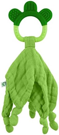 green sprouts Muslin Blankie Teether made from Organic Cotton | Soothes gums & promotes healthy oral development | Multiple textures massage gums, wet knots for extra relief, Easy to hold & chew