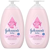 Johnson's Moisturizing Mild Pink Baby Lotion with Coconut Oil for Delicate Baby Skin, Paraben-, Phthalate- & Dye-Free, Hypoallergenic & Dermatologist-Tested, Baby Skin Care, 27.1 Fl. Oz (Pack of 2)