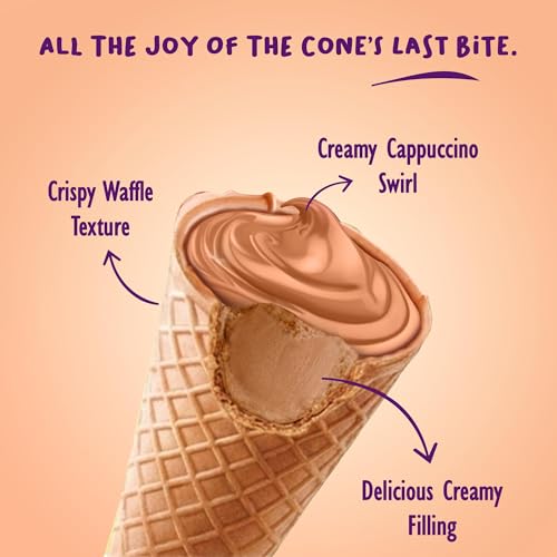 Image of Pik n Pop Cappuccino Mini Waffle Cones 70g (Pack of 2), Crispy Cones with Creamy Cappuccino Filling, Whole Wheat, Non-Meltable Ready-to-Eat Snack, 100% Eggless