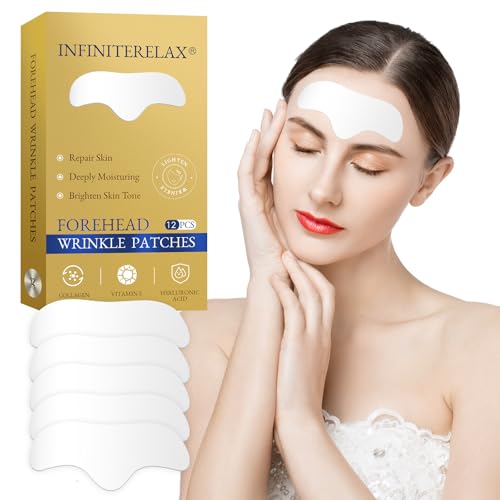 12Pcs Forehead Wrinkle Patches for Women, Hydrolyzed | Collagen | Vitamin E | Aloe Vera to Reduce Wrinkles Forehead Wrinkles Treatment Overnight (White)