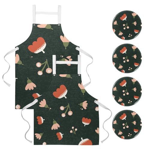 Lot de 2 tabliers de cuisine aux motifs de fleurs d'automne pour réenchanter votre intérieur