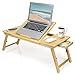 Price comparison product image Zipom 100% Portable Bamboo Laptop Stand Foldable Desk Notebook Table Laptop Bed Tray Bed Table, play games on bed Table with Drawer (29.5in-flat)