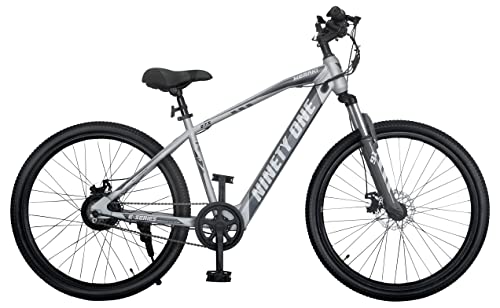 Image of NINETY ONE Meraki 27.5T Single Speed Electric Bicycle (Silver & Grey , Ideal For: 12+ Years Unisex , Brake: Disc ) Frame: 17 Inches , Steel