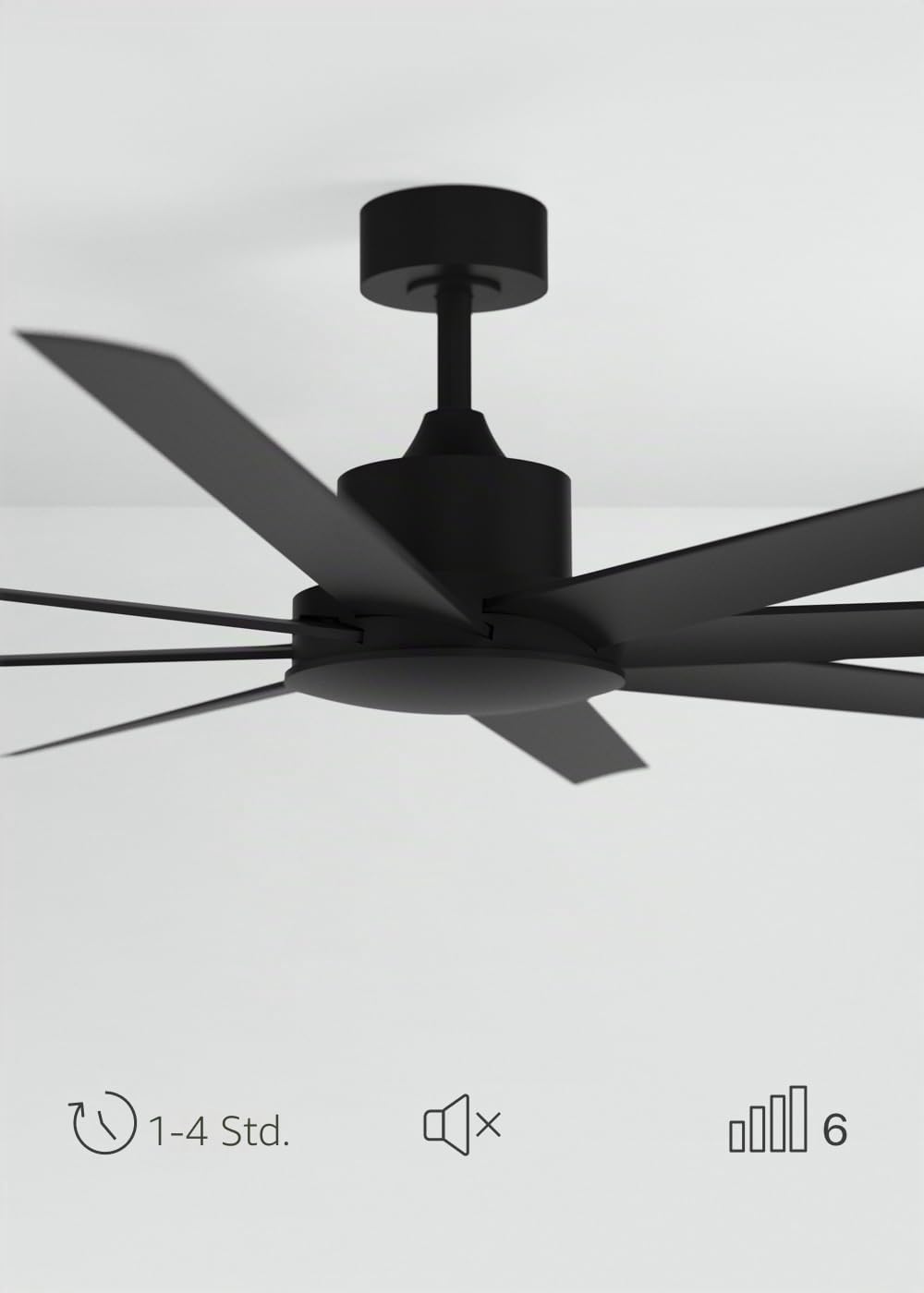 CREATE / WIND INDUSTRIAL XL/Deckenventilator Schwarz mit Fernbedienung / 40W, Leise, Ø165cm, 6 Geschwindigkeiten, programmierbar, Sommer-Winterbetrieb