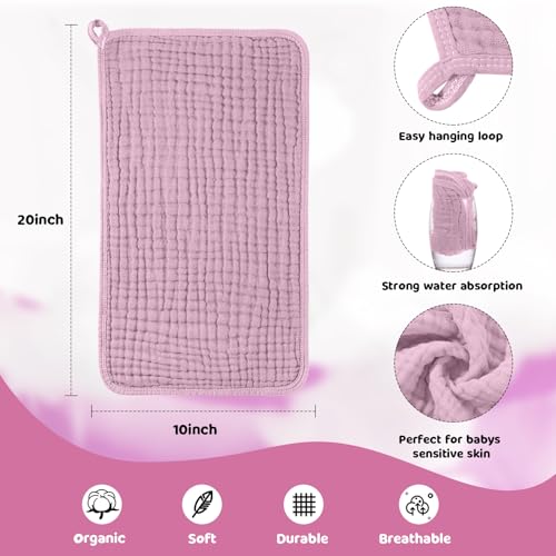 Image of Tallew 8 Pack Muslin Burp Cloths and Baby Bibs for Boy Girl 20 inch x 10 inch Cotton Baby Bandana Drool Bibs Muslin Burp Cloths Absorbent Rag for Newborn Toddler Infant Gifts(Pink Series)
