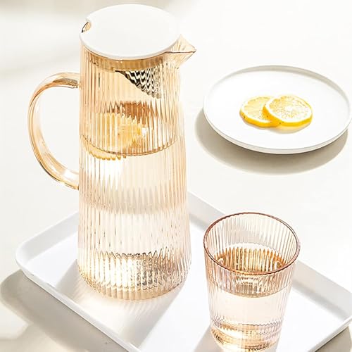 Image of Wringo Premium 7pc Crystal Water Jug with Glass Set and Jug Set Combo,Freezer Safe and Dishwasher Safe (6 Pieces Glasses 200ML and 1 Water Juice Jug 1 Liter), Transparent, Glass and Jug Set (WS-07)