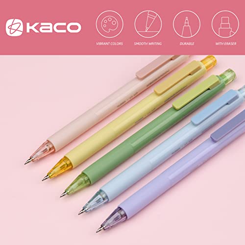 Kaco Mechanical Pencil Set, 5 Pieces Cute Pastel Pencils 0.5Mm With 5 Tube Hb Lead Refills (5 Pieces - 5 Mixed Color) #TOP1